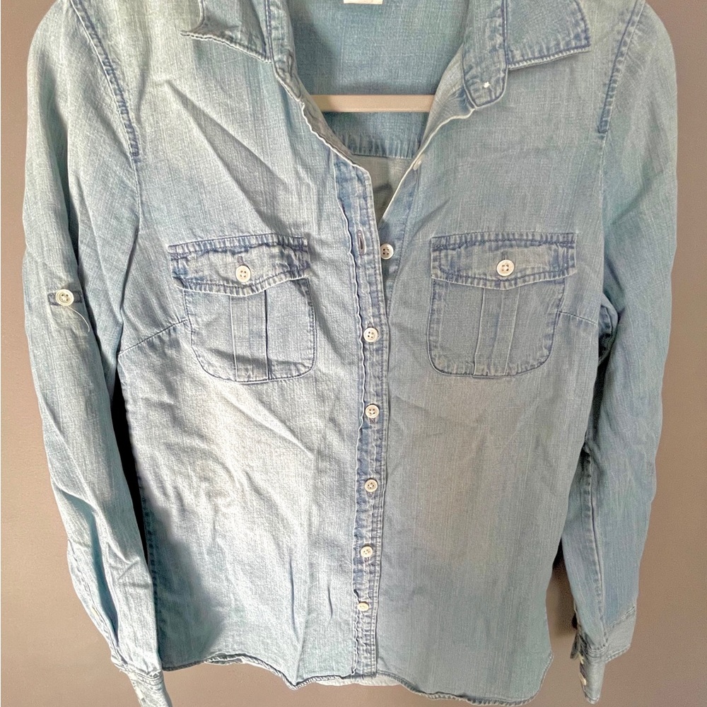 J.Crew Light Blue Denim Chambray Long Sleeve